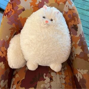 WINSTERCH Big Fluffy White Persian Kitty Cat Plush Stuffed Animal Pillow Toy 13”